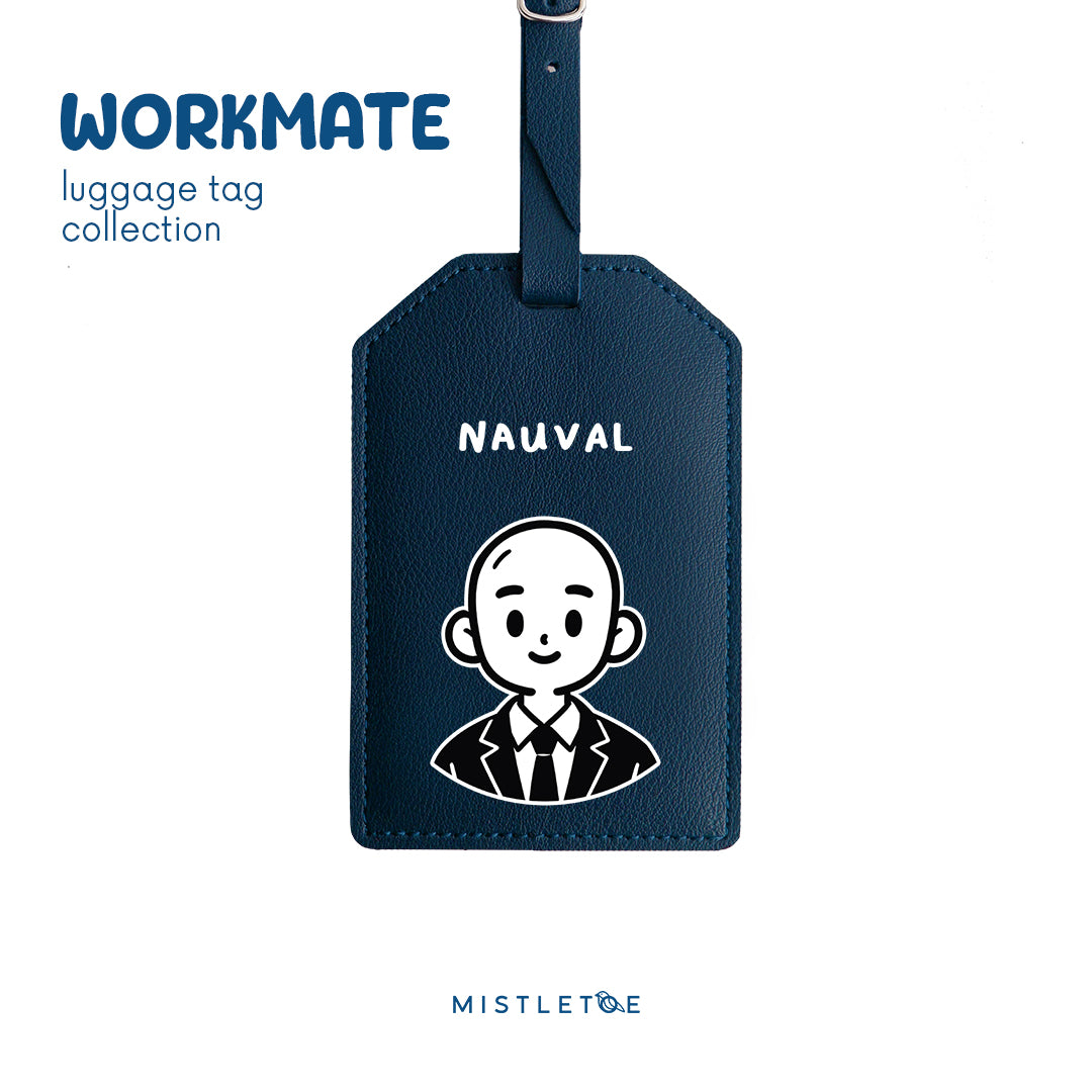 Bald Boy - Luggage Tag - Navy Blue