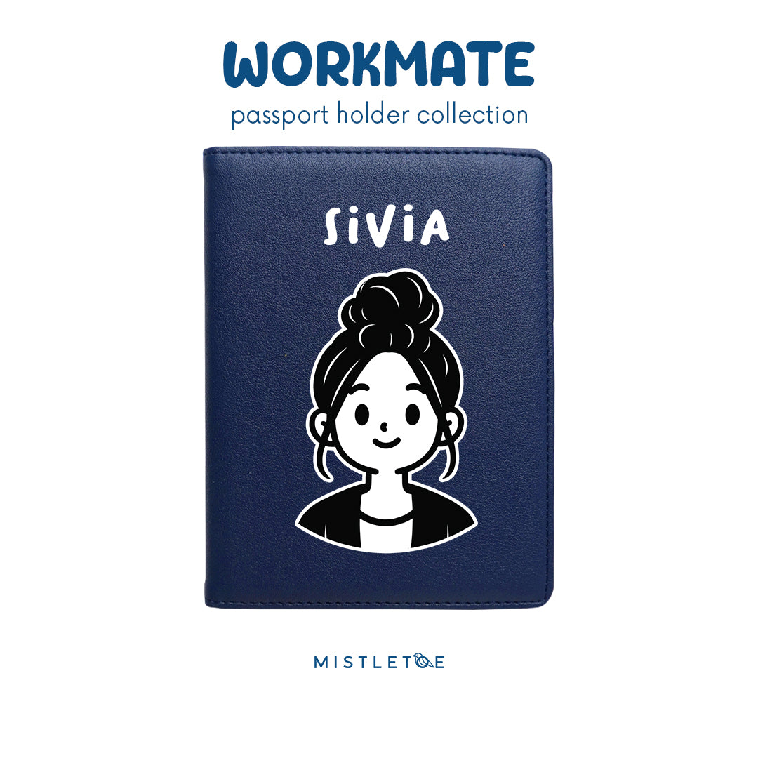 Bun Girl - Passport Holder - Navy Blue