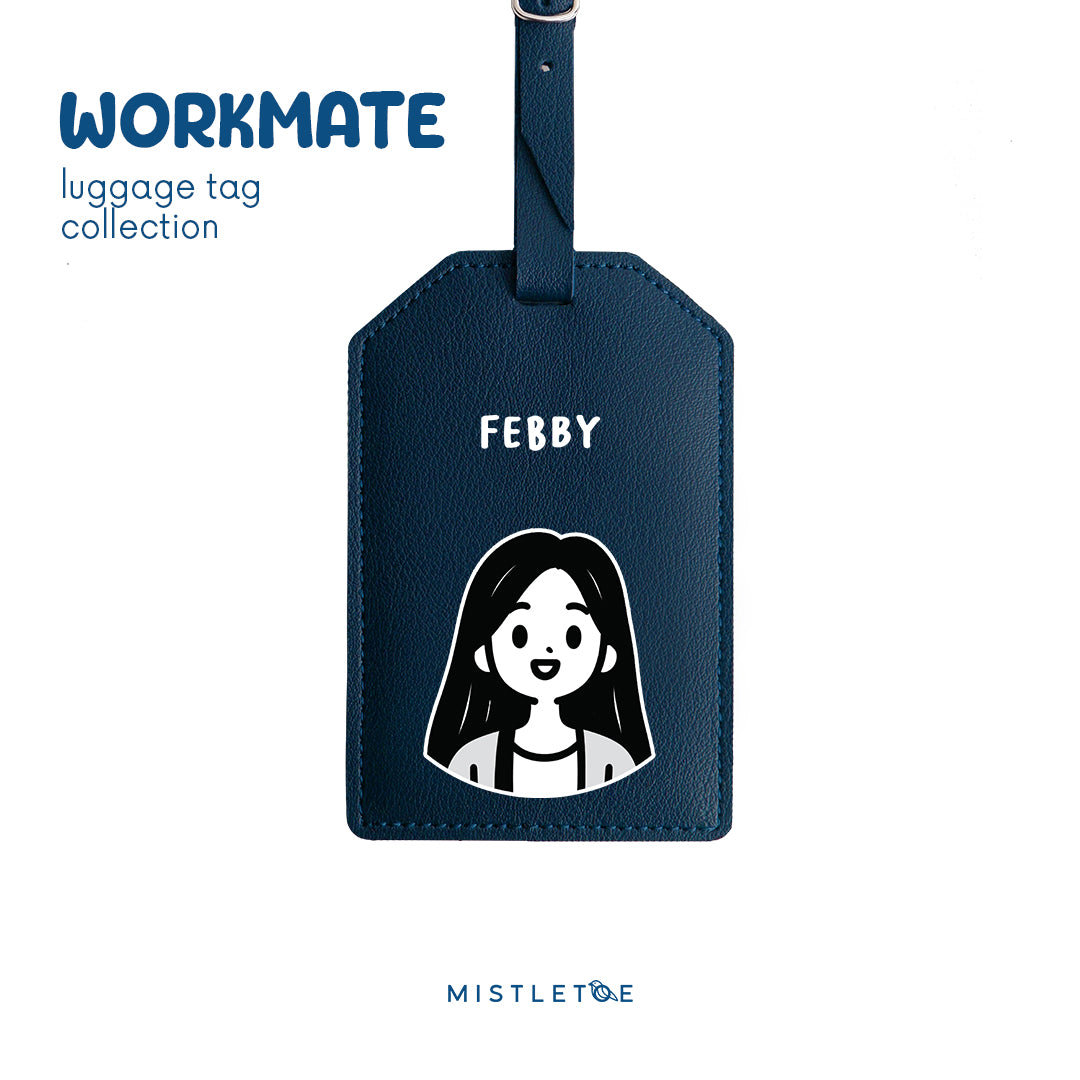 Long Hair Cute - Luggage Tag - Navy Blue