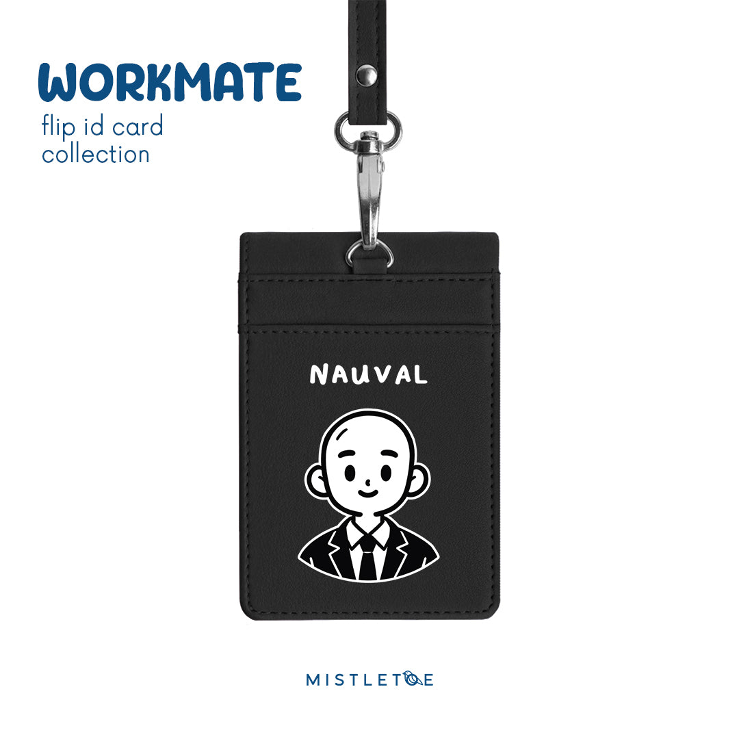 Bald Boy - Flip ID Card | Lanyard - Charcoal Black