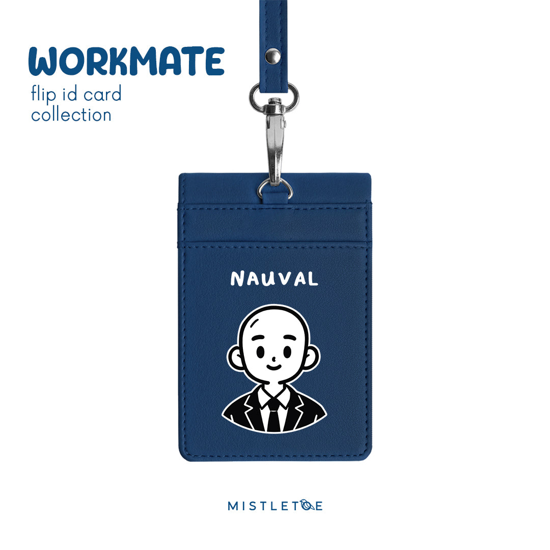 Bald Boy - Flip ID Card | Lanyard - Navy Blue