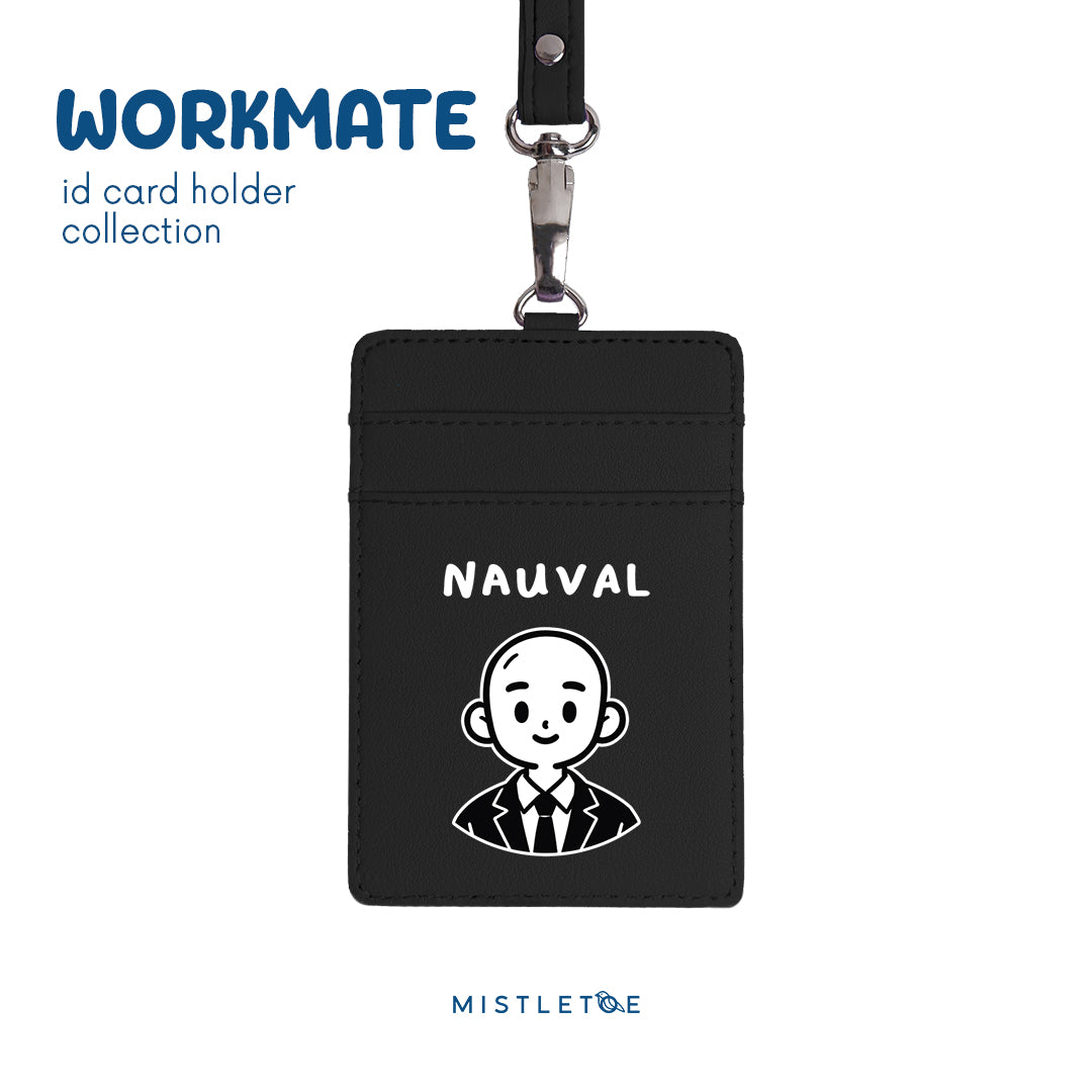Bald Boy - ID Card Holder | Lanyard - Charcoal Black