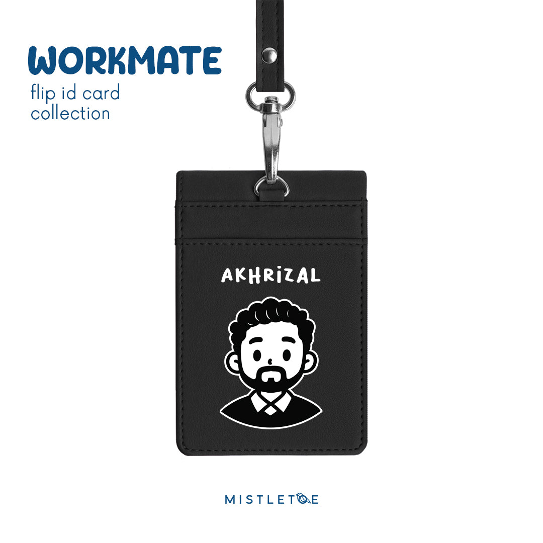 Beardy Guy - Flip ID Card | Lanyard - Charcoal Black