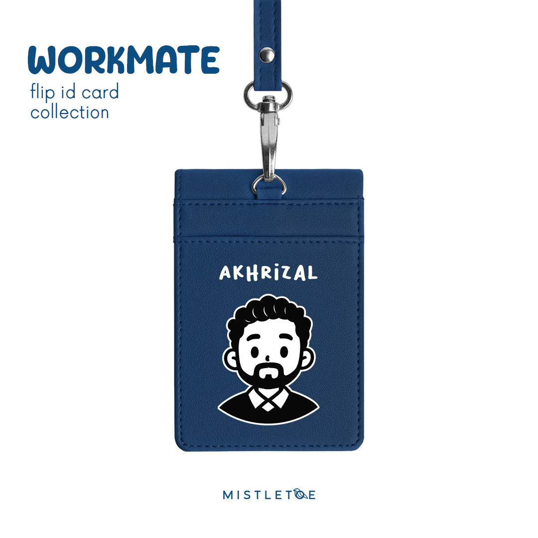 Beardy Guy - Flip ID Card | Lanyard - Navy Blue