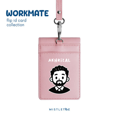 Beardy Guy - Flip ID Card | Lanyard - Blossom Pink