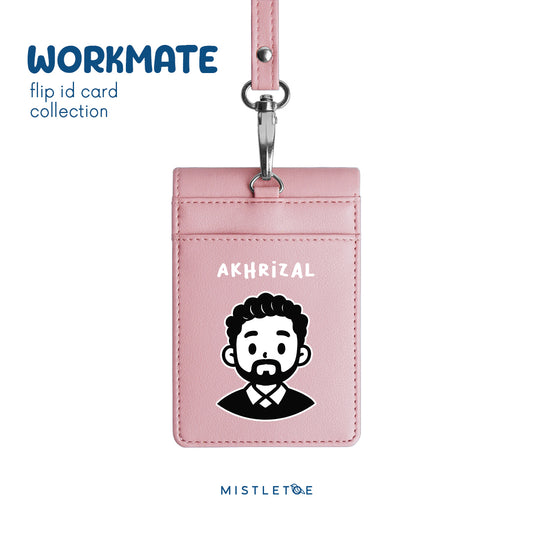 Beardy Guy - Flip ID Card | Lanyard - Blossom Pink