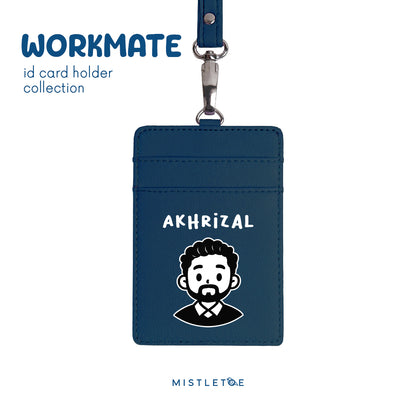 Beardy Guy - ID Card Holder | Lanyard - Navy Blue