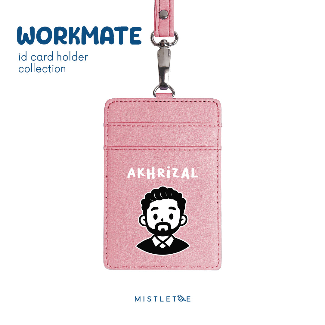 Beardy Guy - ID Card Holder | Lanyard - Blossom Pink