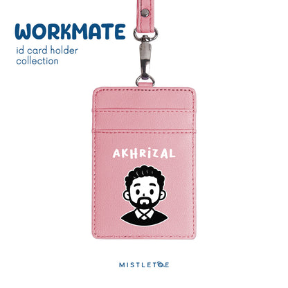 Beardy Guy - ID Card Holder | Lanyard - Blossom Pink