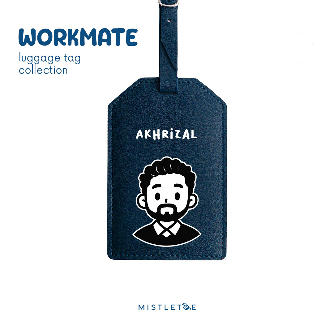 Beardy Guy - Luggage Tag - Navy Blue