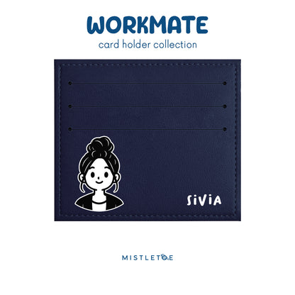 Bun Girl - Card Holder - Navy Blue