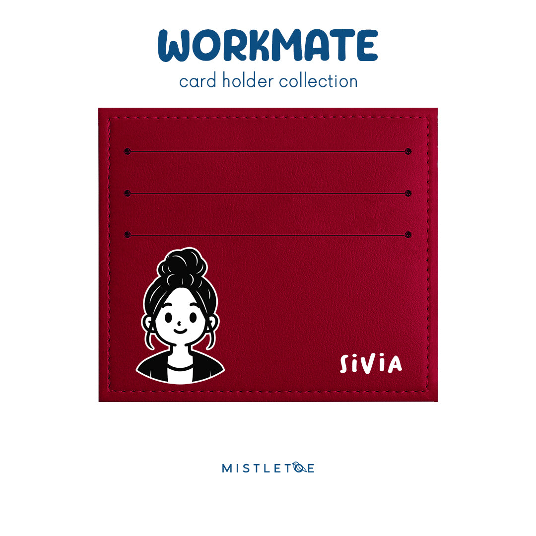 Bun Girl - Card Holder - Cherry Red