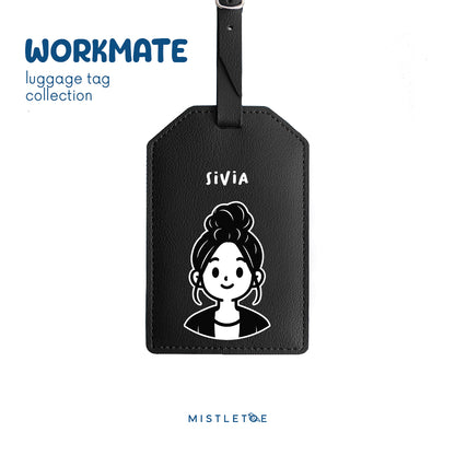 Bun Girl - Luggage Tag - Charcoal Black