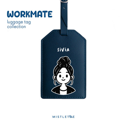 Bun Girl - Luggage Tag - Navy Blue