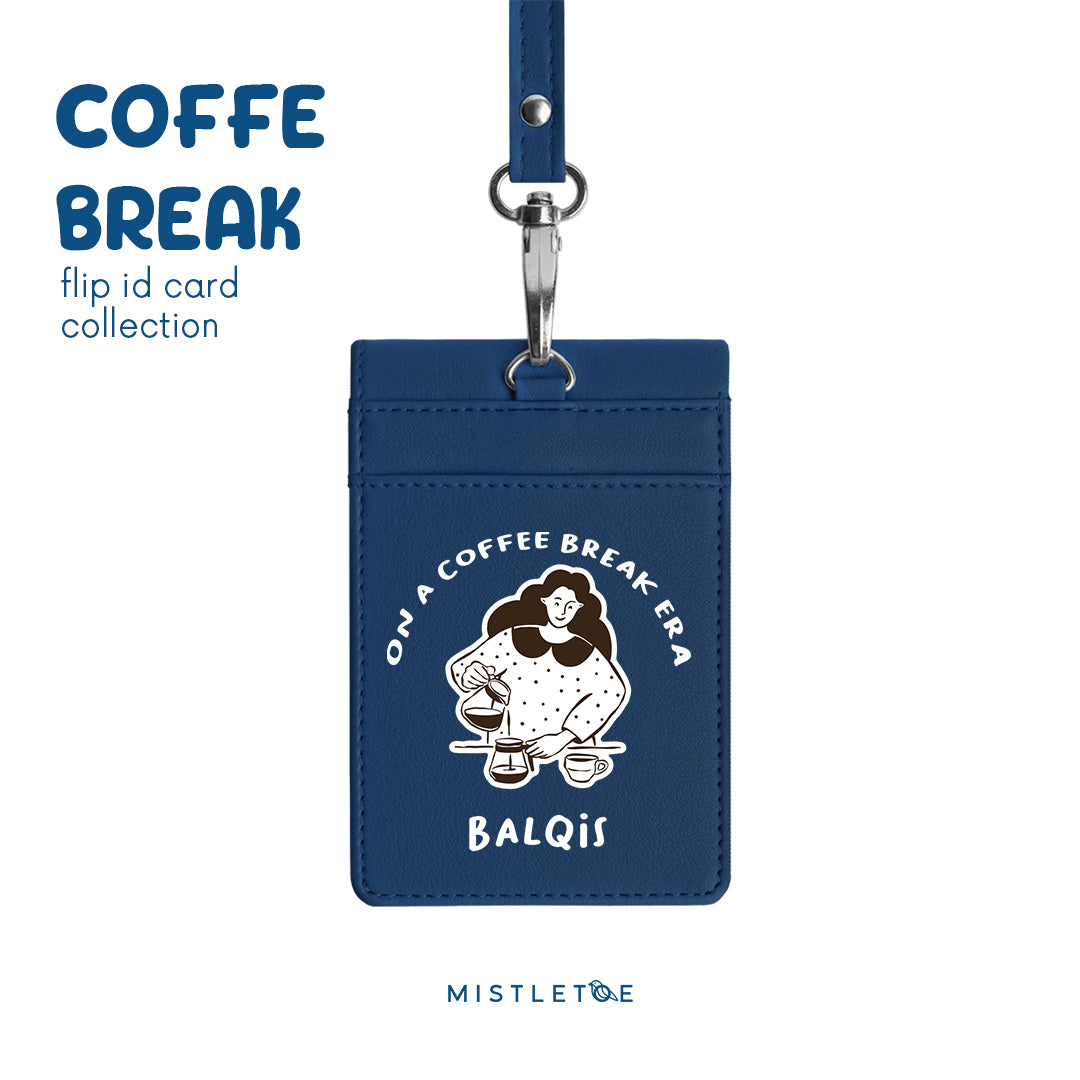 Coffee Break - Flip ID Card - Navy Blue