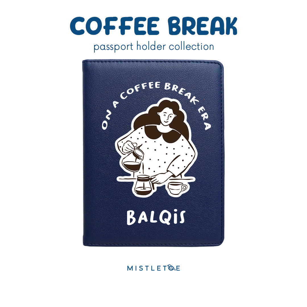 Coffee Break - Passport Holder - Navy Blue