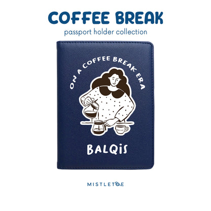 Coffee Break - Passport Holder - Navy Blue