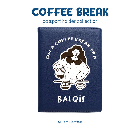 Coffee Break - Passport Holder - Navy Blue