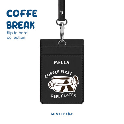 Coffee First - Flip ID Card - Charcoal Black