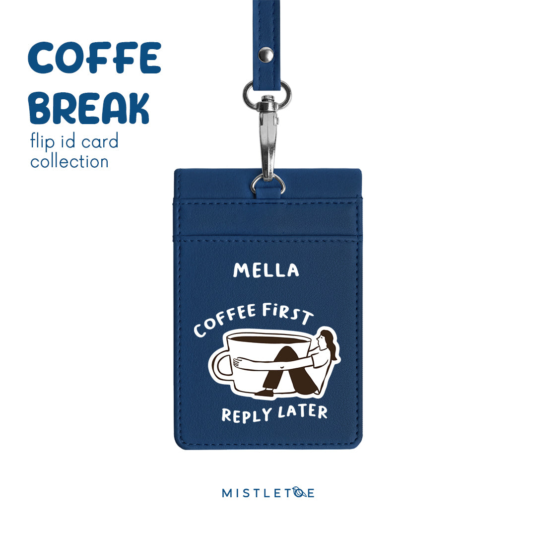 Coffee First - Flip ID Card - Navy Blue
