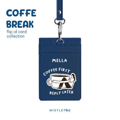Coffee First - Flip ID Card - Navy Blue