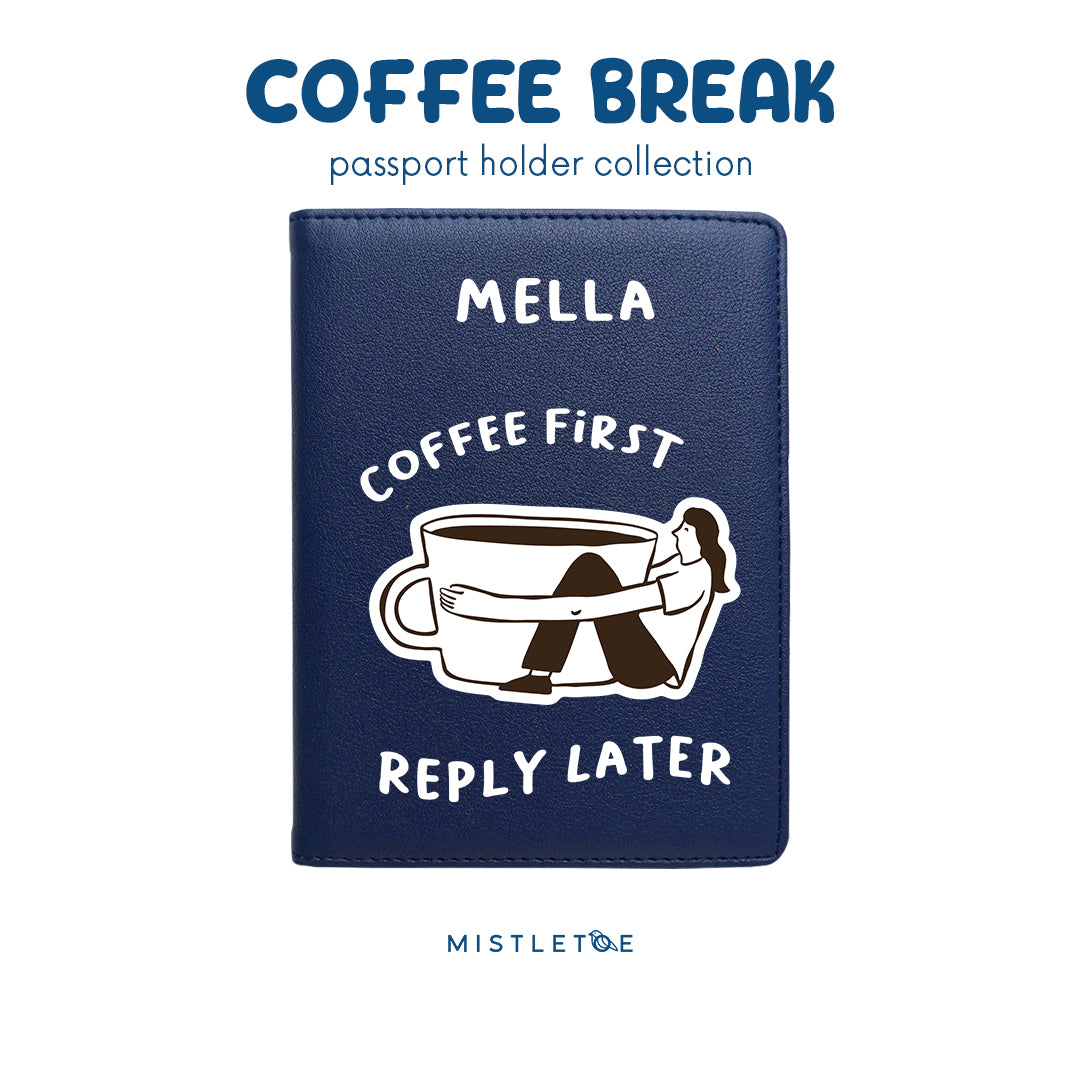 Coffee First - Passport Holder - Navy Blue