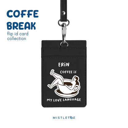 Coffee is My Language - Flip ID Card - Charcoal Black