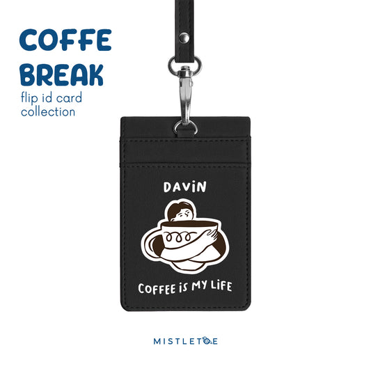 Coffee is My Life - Flip ID Card - Charcoal Black