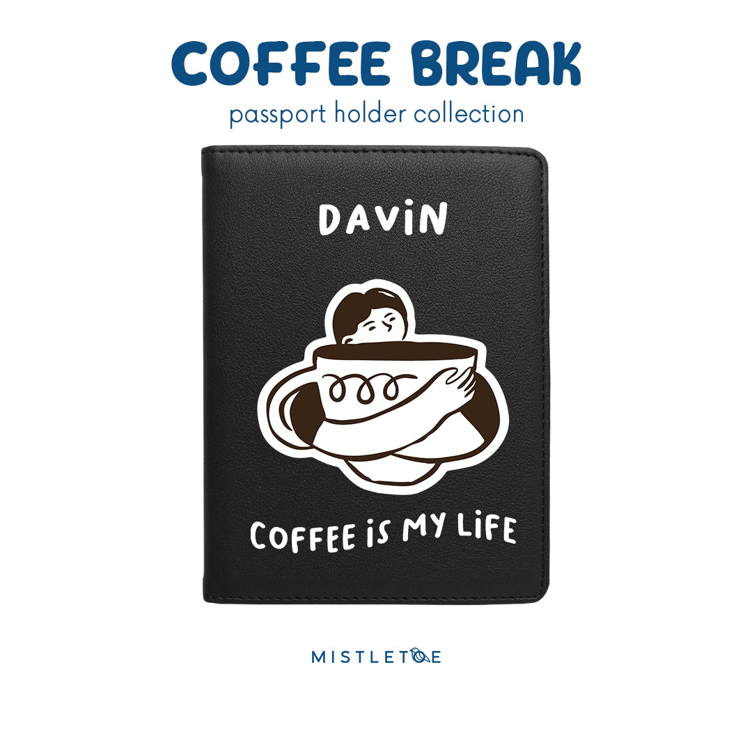 Coffee is My Life - Passport Holder - Charcoal Black