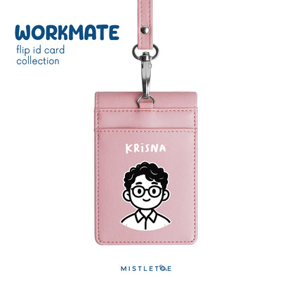 Curly Specs - Flip ID Card | Lanyard - Blossom Pink