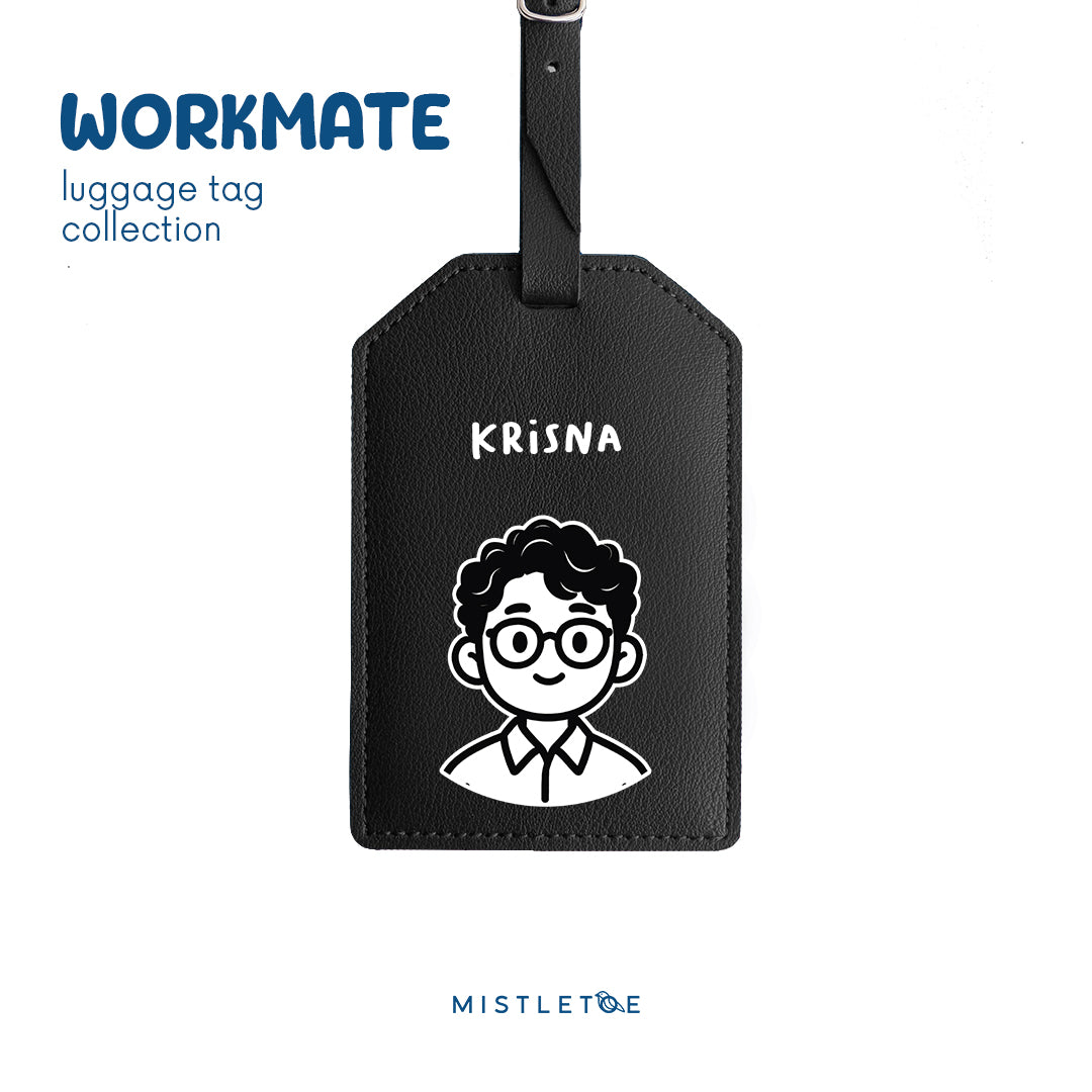 Curly Specs - Luggage Tag - Charcoal Black