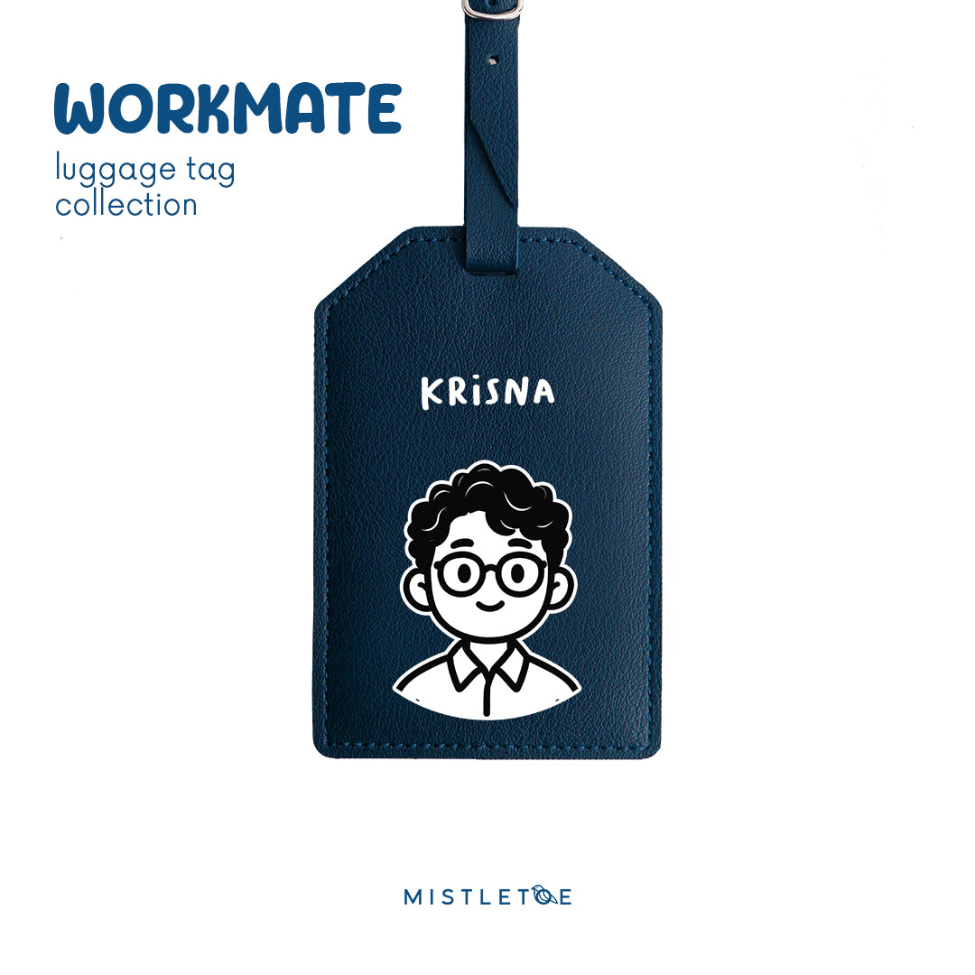 Curly Specs - Luggage Tag - Navy Blue