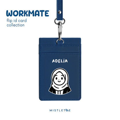 Hijab Girl - Flip ID Card | Lanyard - Navy Blue