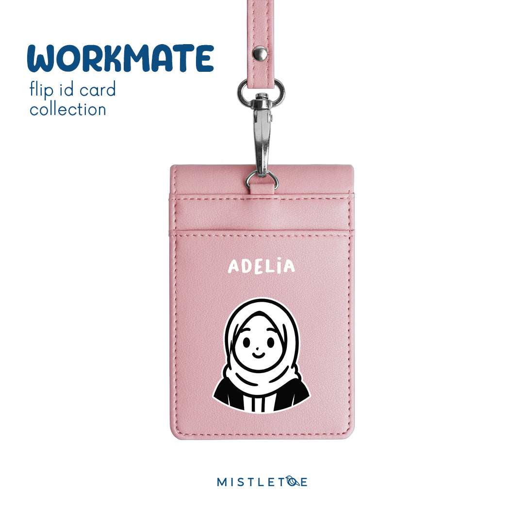 Hijab Girl - Flip ID Card | Lanyard - Blossom Pink