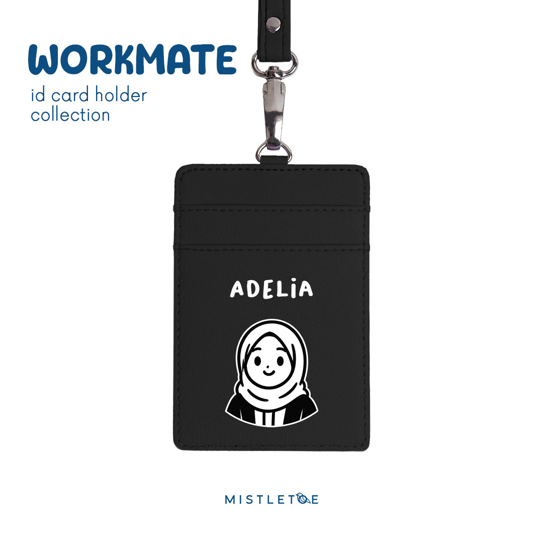 Hijab Girl - ID Card Holder | Lanyard - Charcoal Black