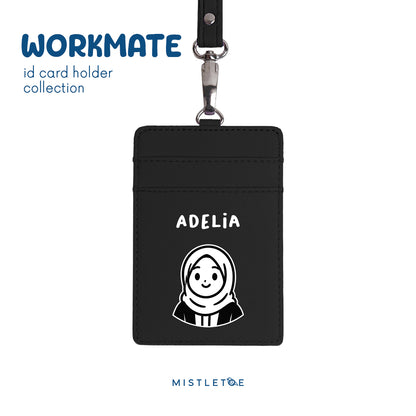 Hijab Girl - ID Card Holder | Lanyard - Charcoal Black