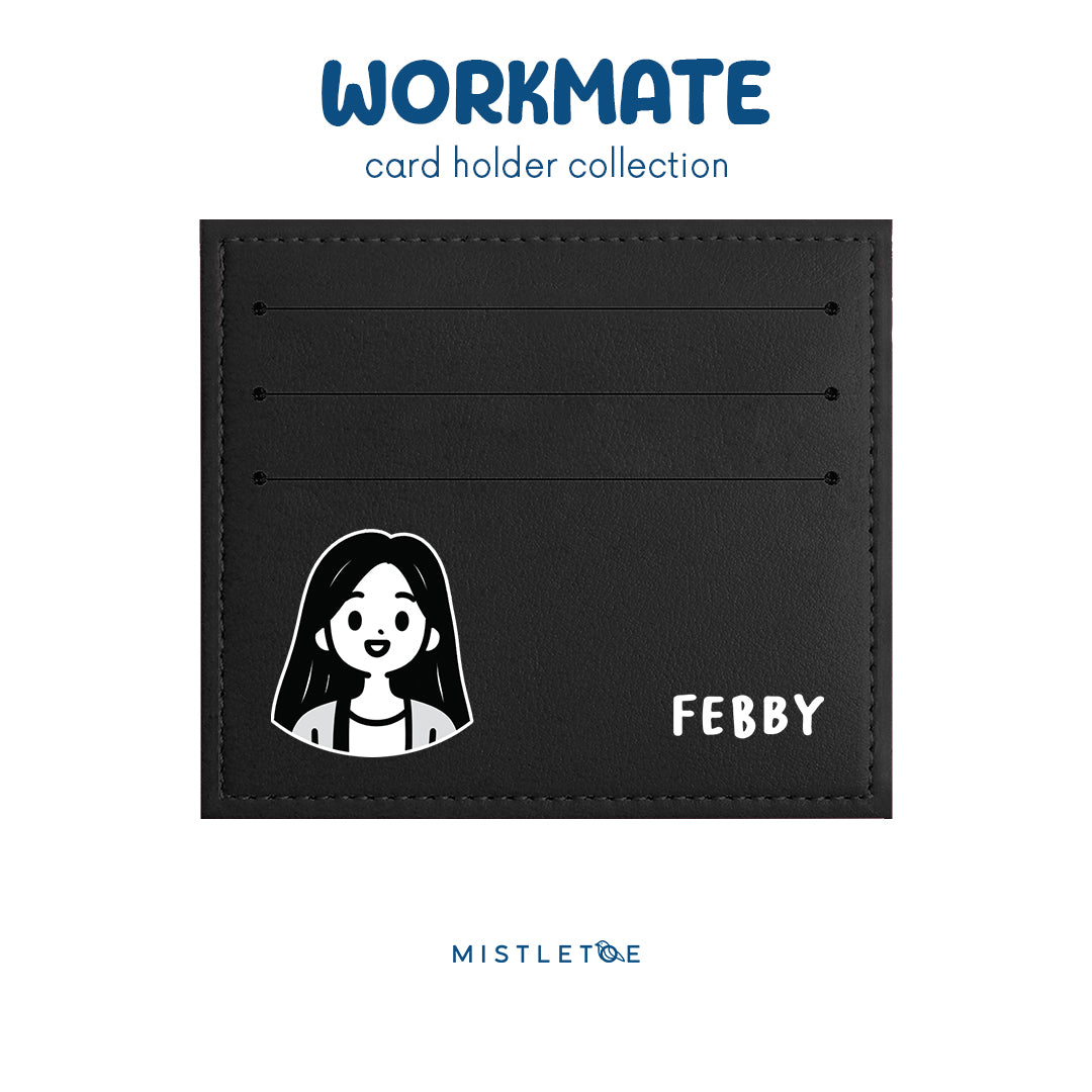 Long Hair Cute - Card Holder - Charcoal Black