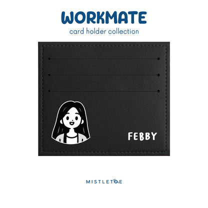 Long Hair Cute - Card Holder - Charcoal Black