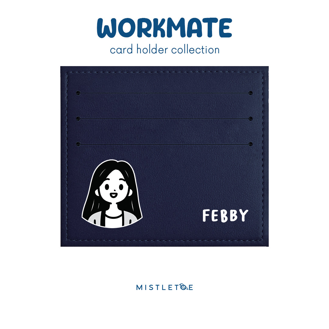Long Hair Cute - Card Holder - Navy Blue