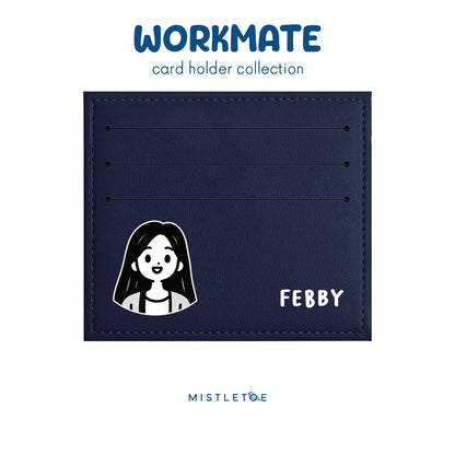 Long Hair Cute - Card Holder - Navy Blue