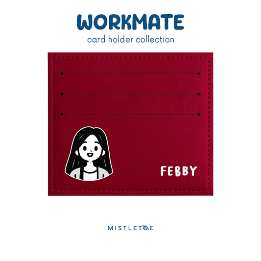 Long Hair Cute - Card Holder - Cherry Red
