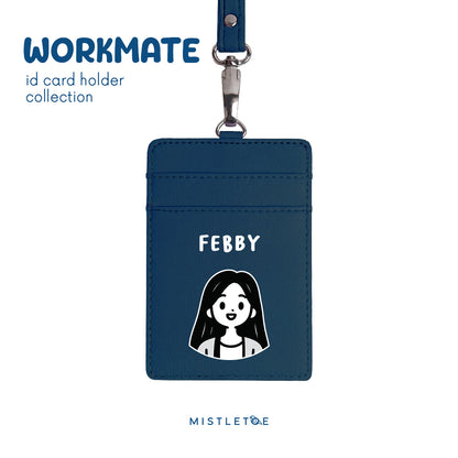 Long Hair Cute - ID Card Holder | Lanyard - Navy Blue