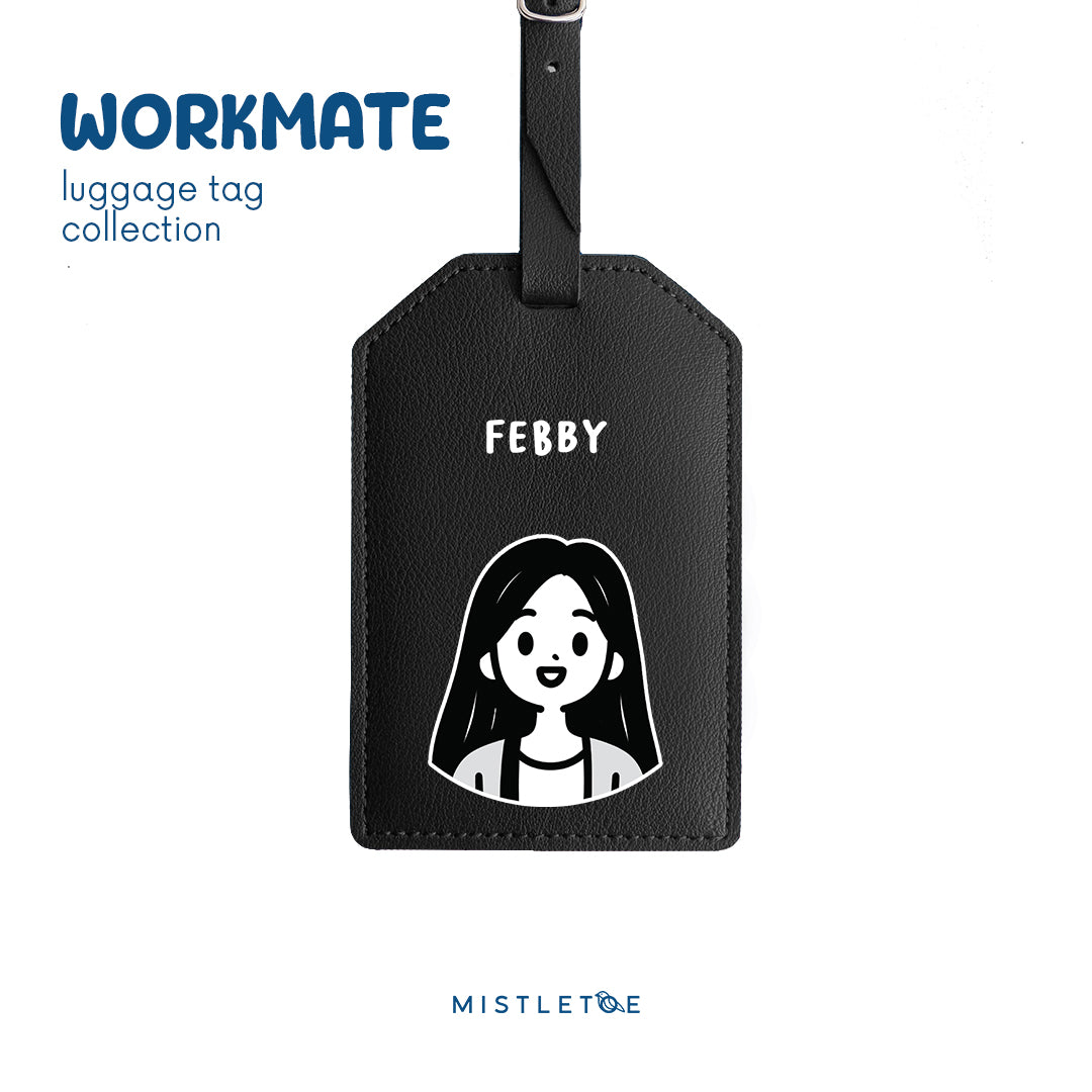 Long Hair Cute - Luggage Tag - Charcoal Black
