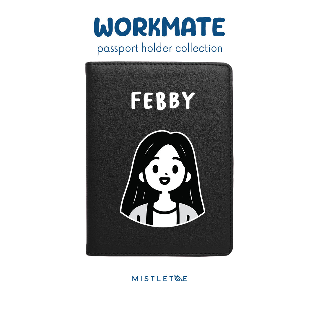 Long Hair Cute - Passport Holder - Charcoal Black