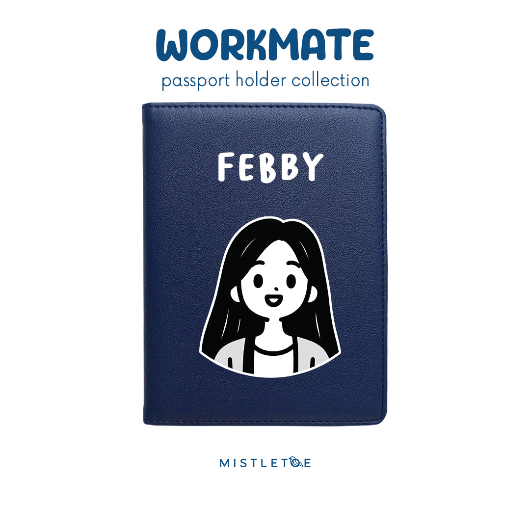 Long Hair Cute - Passport Holder - Navy Blue
