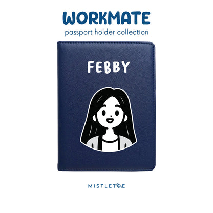Long Hair Cute - Passport Holder - Navy Blue