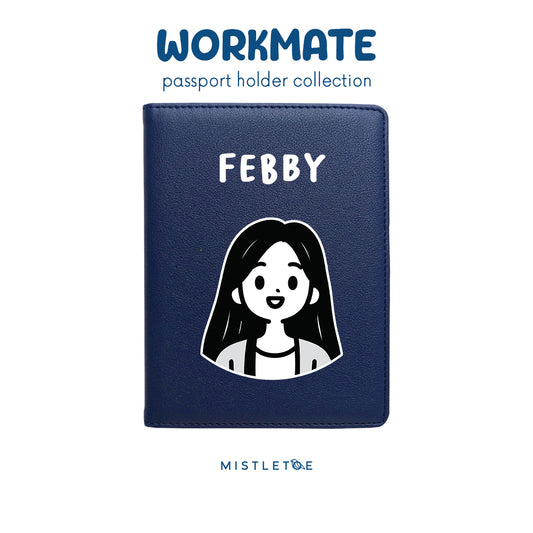 Long Hair Cute - Passport Holder - Navy Blue