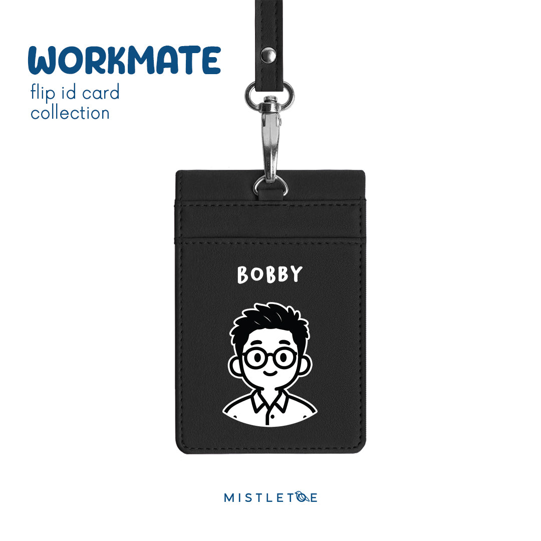 Office Guy - Flip ID Card | Lanyard - Charcoal Black