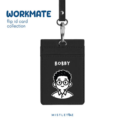 Office Guy - Flip ID Card | Lanyard - Charcoal Black