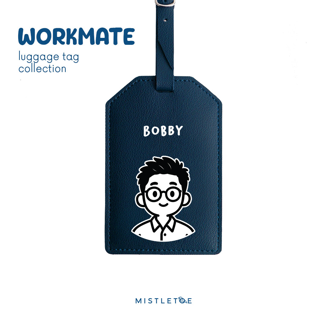 Office Guy - Luggage Tag - Navy Blue